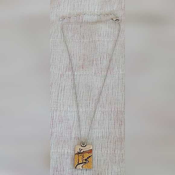 Vintage Pendant River/Brook andTrees with Delicate Chain Necklace - Picture 10 of 10